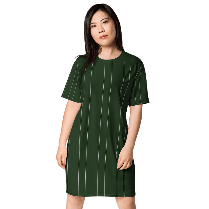 TDS Women's Oversized Green Striped T-Shirt Dress product image (1)