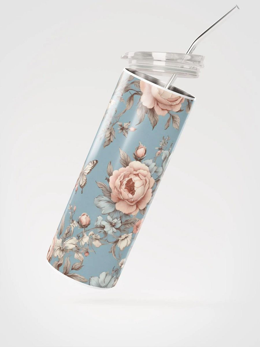 Elegant Vintage Blue Coquette Tumbler: Eco-Friendly Stainless Steel with Straw product image (2)