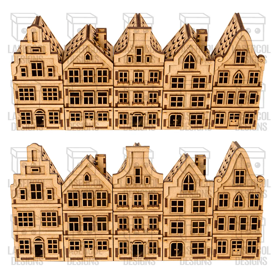 Christmas Houses Set 2 (5 Styles) - Laser Cut Files product image (2)