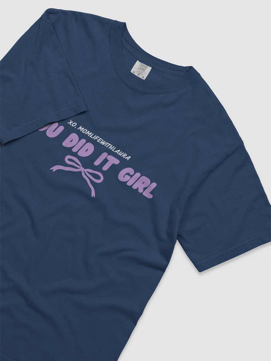 You Did it Girl Bow Comfort Colors Tee - Lilac/True Navy product image (3)