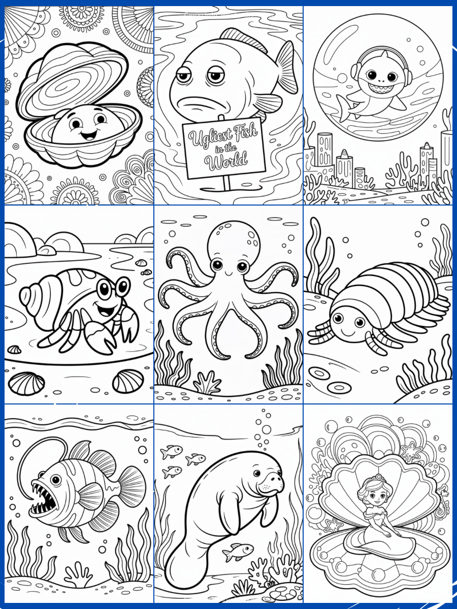 30+ Ocean theme coloring sub-niche prompts for Ideogram Ai product image (2)