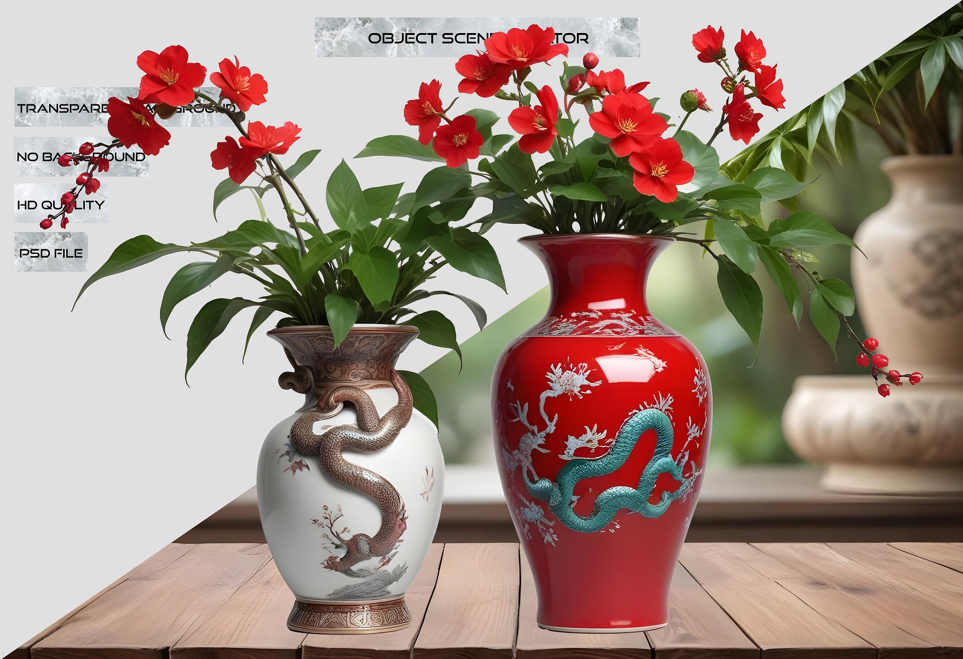 Chinese Art – Snake-Inspired Vase PNG product image (2)