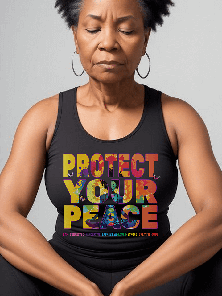 African American Woman Protect Your Peace 7 Chakra Meditation Yoga Pose Spirituality Tank Top product image (1)