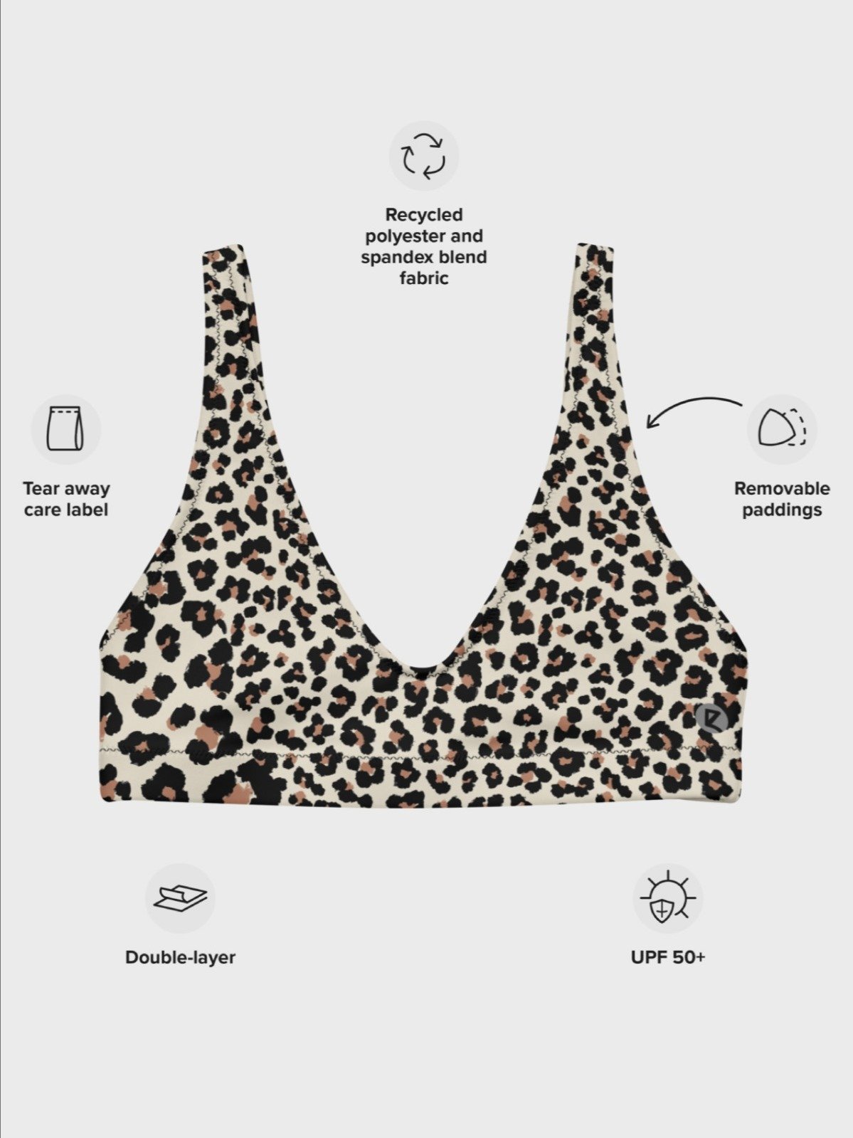 Padded Bikini Top "Abstract Animal Leopard Skin Fur Pattern" product image (8)