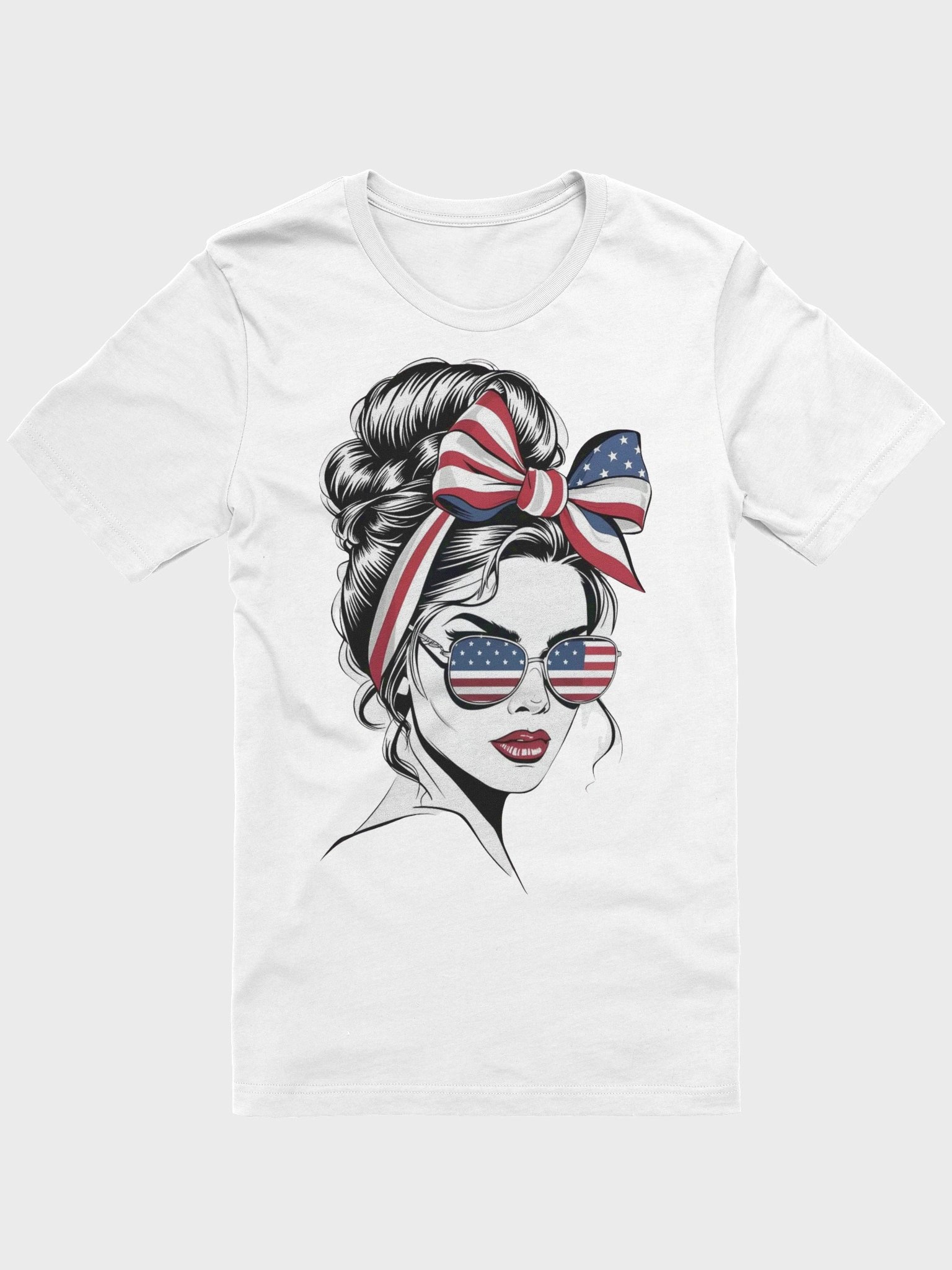 Patriotic Chic Sunglasses & Bow Illustration T-Shirt product image (1)