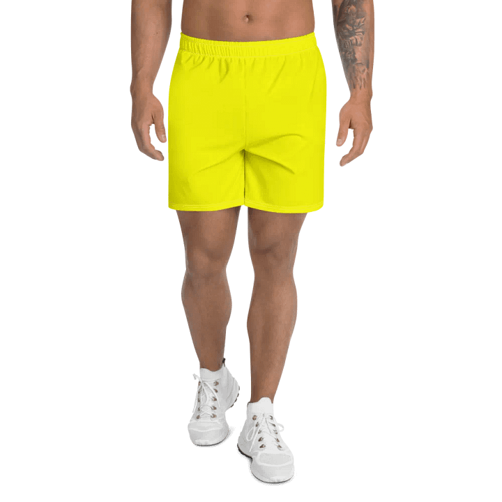 Plain Color Yellow Athletic Long Shorts product image (1)