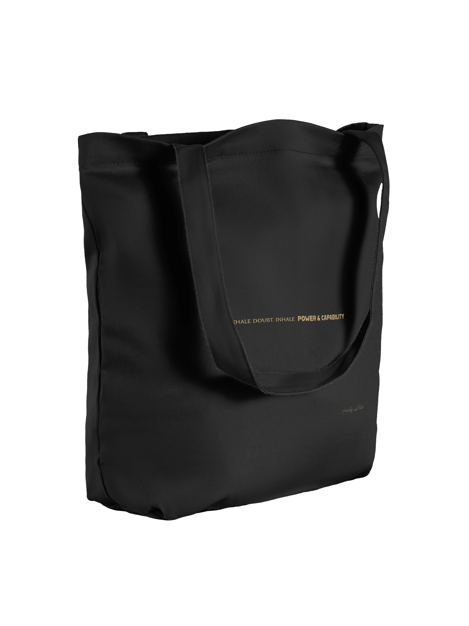 Soully Mine- GOLD PRINT Exhale, Inhale Tote Bag in Black product image (1)