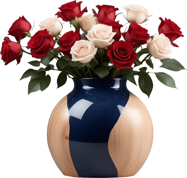 Timeless Elegance – Navy and Wood Rose Vase PNG product image (1)