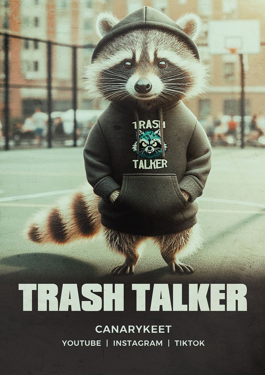 Trash Talker Cute Angry Blue Raccoon Graphic Hoodie product image (3)