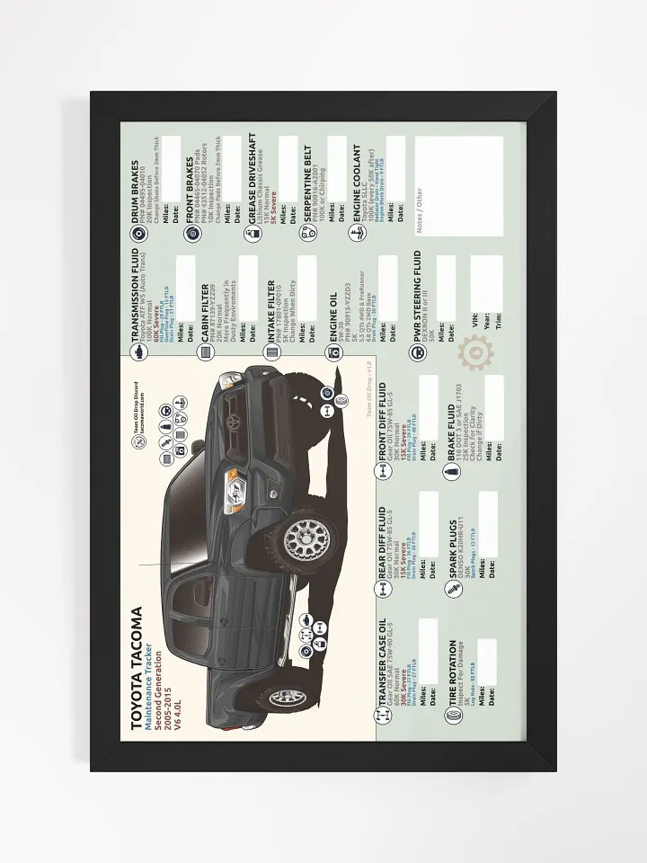2nd GEN MAINTENANCE TRACKER V1.0 - Black (FRAMED) product image (2)