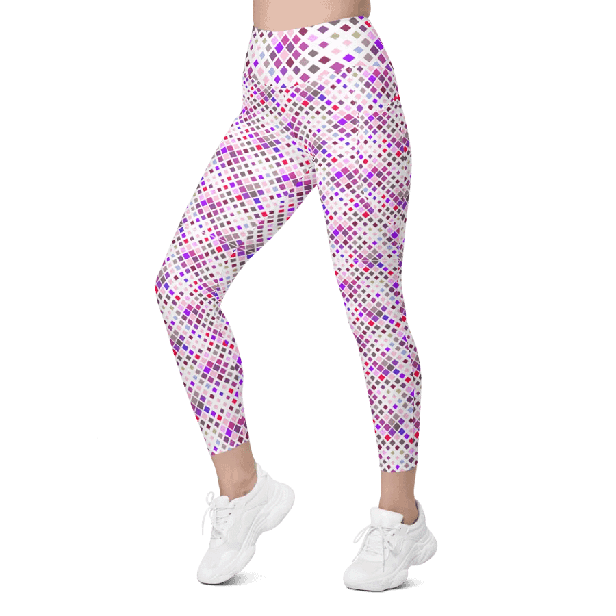 Colorful Square Pattern Design Leggings with Pocket - v2 product image (8)