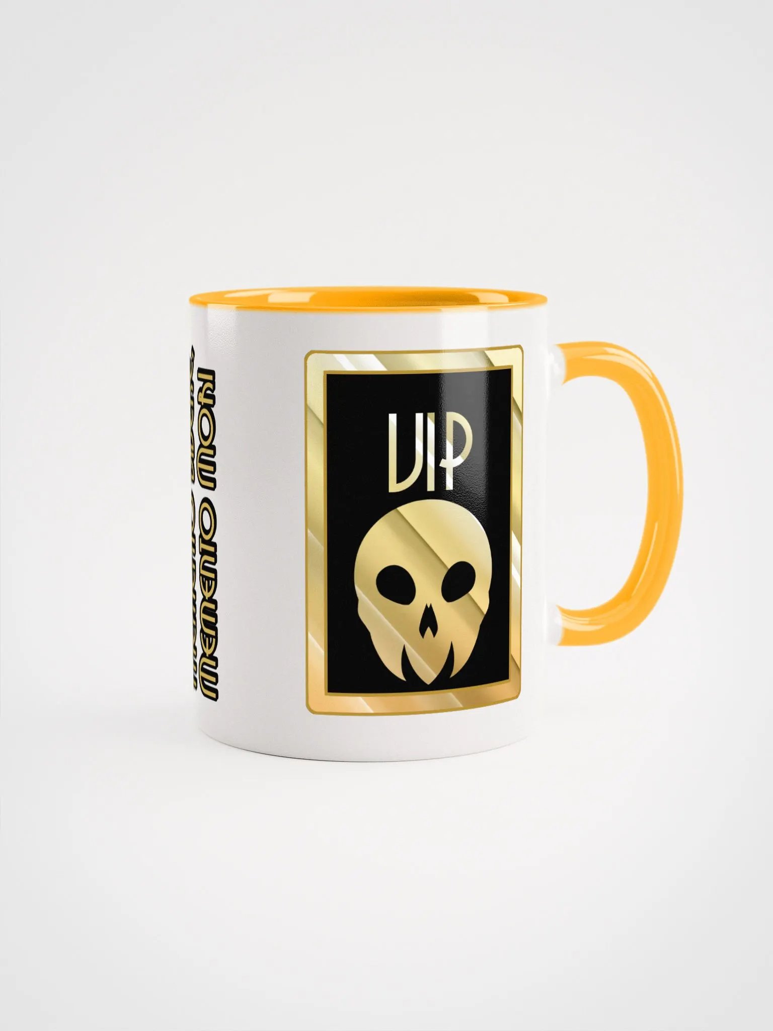 Hotel Calaveras VIP Ceramic Mug (White & Gold-Yellow) product image (1)