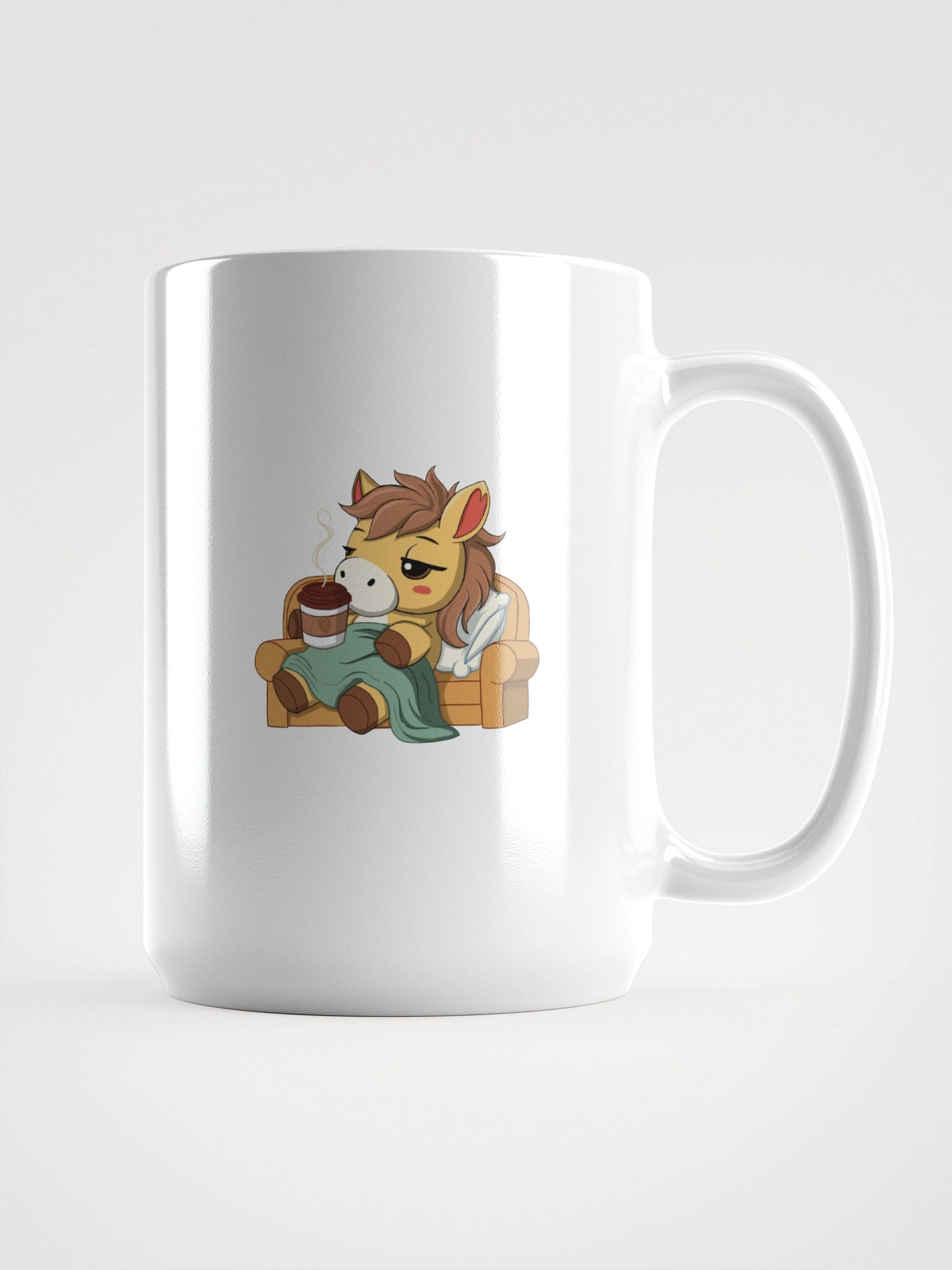 Cozy Waffles Mug | Horse in Blanket with Coffee | Introvert Comfort Cup product image (1)
