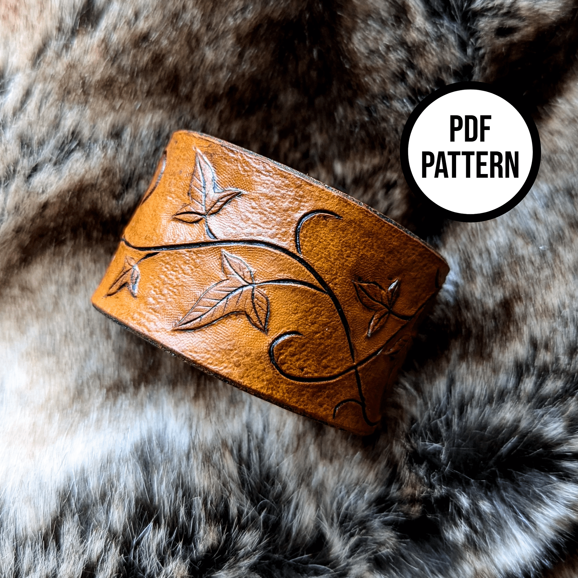 Leather Cuff with Mallorn Leaves - PDF Pattern for Leatherwork product image (3)