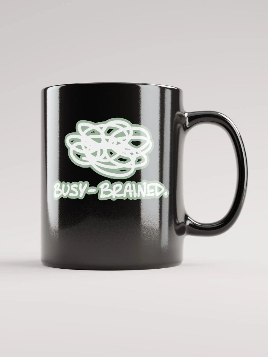 *not* mentally linear (lined design, #96B697) glossy black mug product image (12)