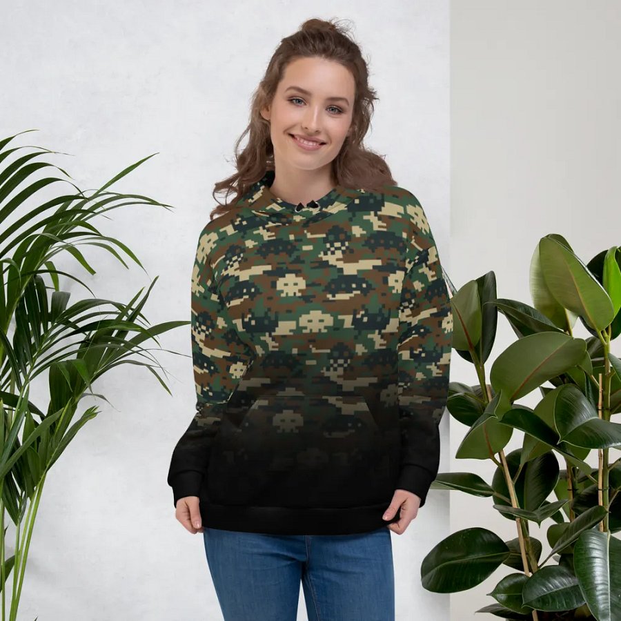 Space Invaders Camo Unisex Hoodie (Poison) product image (5)