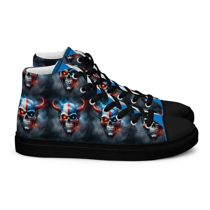 Red White and Blue Horned Skull Men's High Tops product image (2)