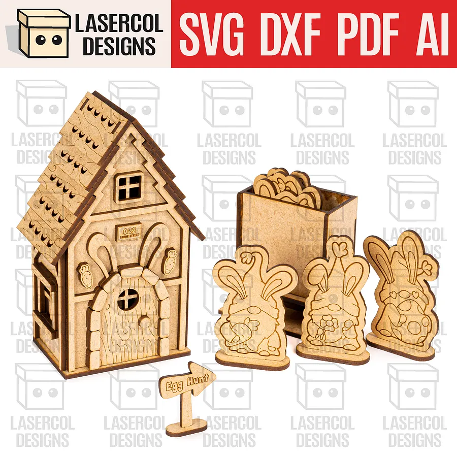 Easter Gnomes House Set 1 - Laser Cut Files product image (1)