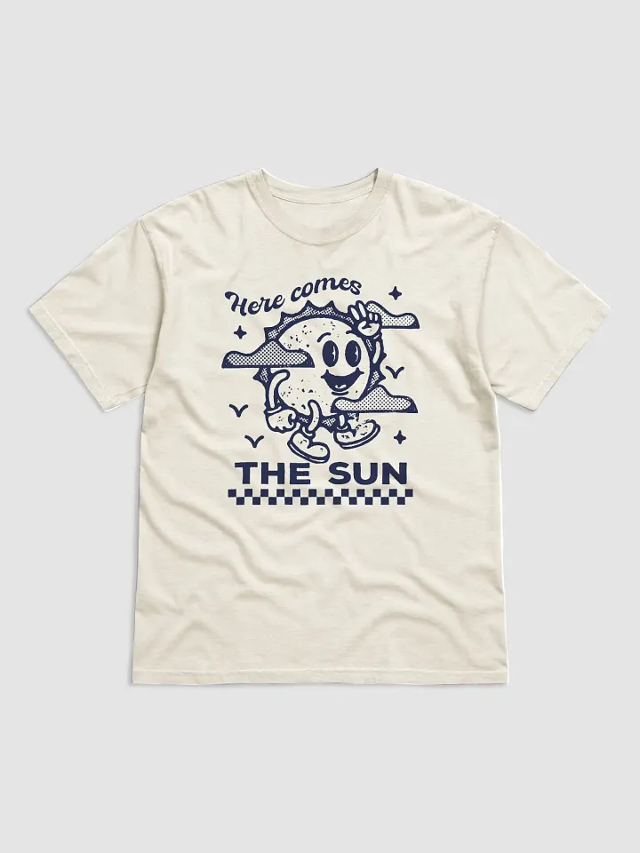 Here Comes the Sun | Motivational Retro-Style Hipster T-Shirt of a Sun Mascot on a Checkerboard Pattern product image (16)