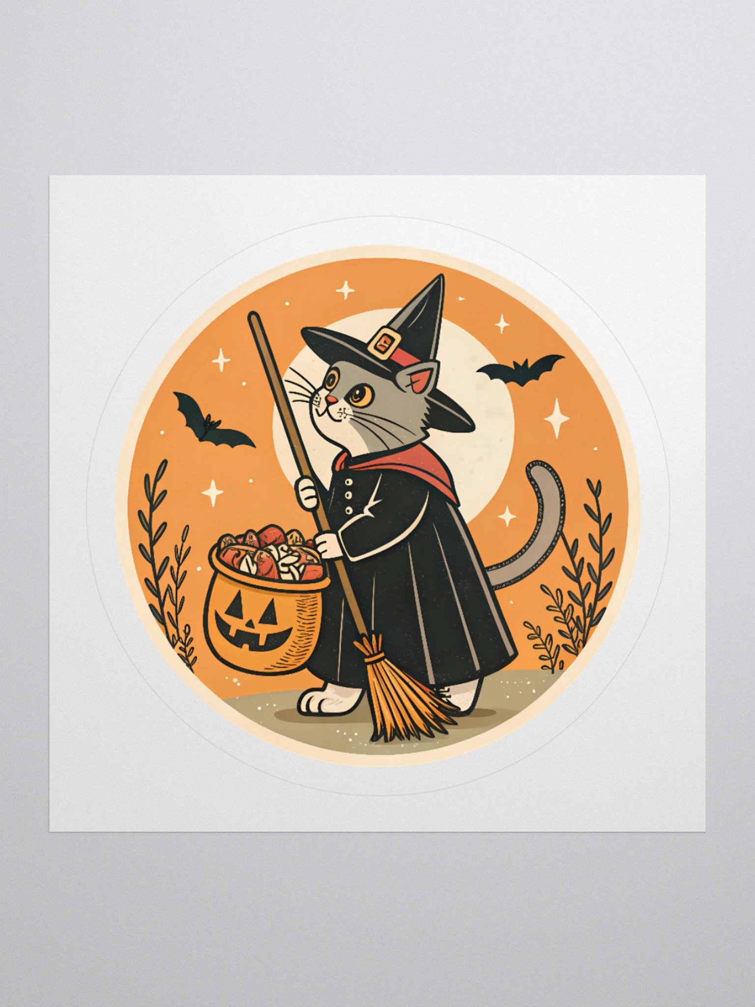 Witchy Cat Halloween Kiss Cut Sticker product image (2)