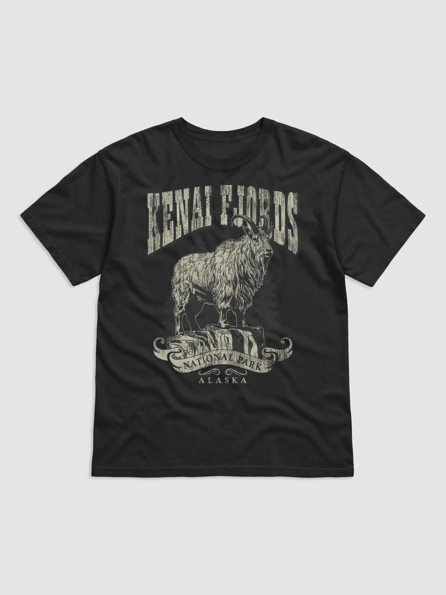 Kenai Fjords National Park, Alaska Tee | Vintage-Style Grunge Western Shirt of a Mountain Goat product image (2)