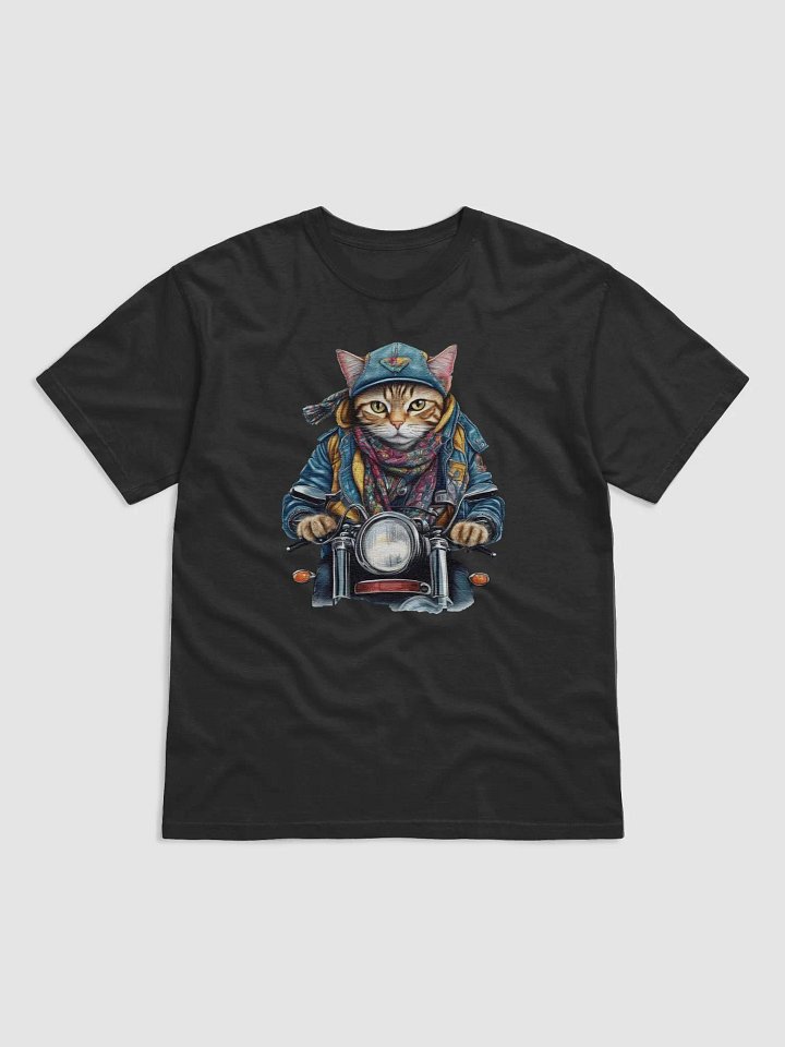 cat wearing a jackets hat and a scarf on a motorcycle product image (1)
