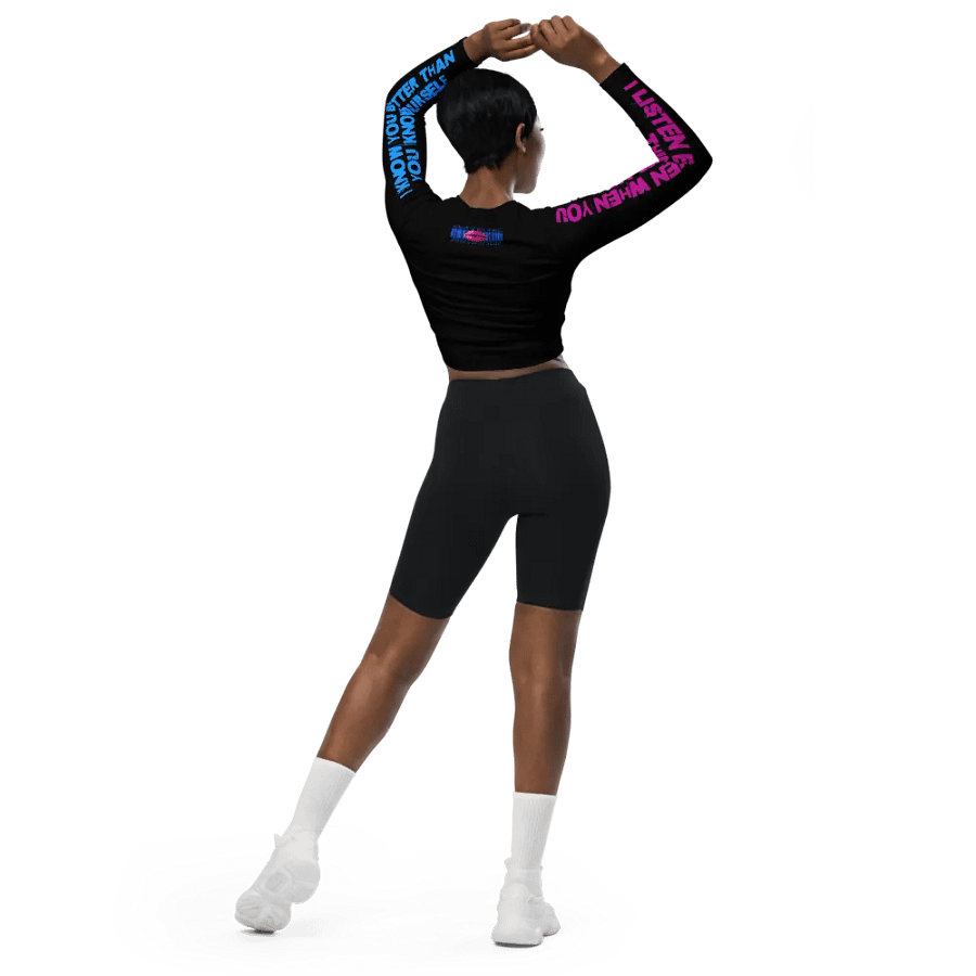 DARK SIRI OBSESSION LONG SLEEVE CROPPED TOP - GOTH CYBERPUNK STATEMENT TECHWEAR product image (3)
