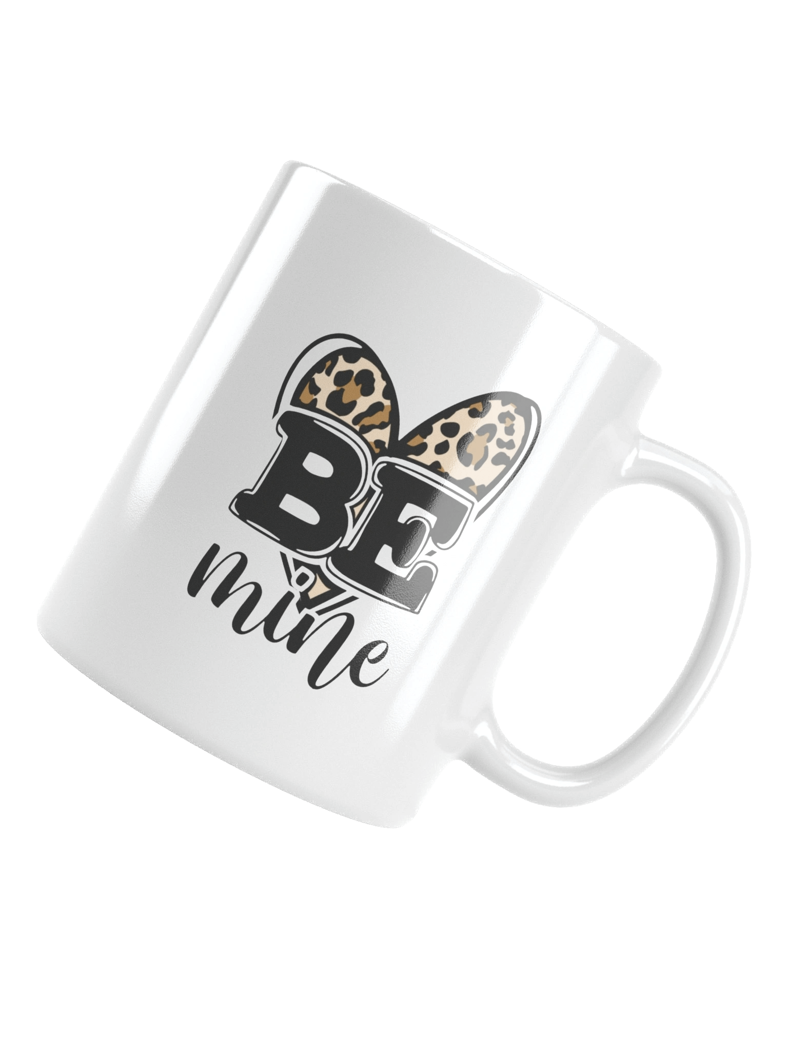 Be Mine Leopard Heart White Glossy Mug product image (5)