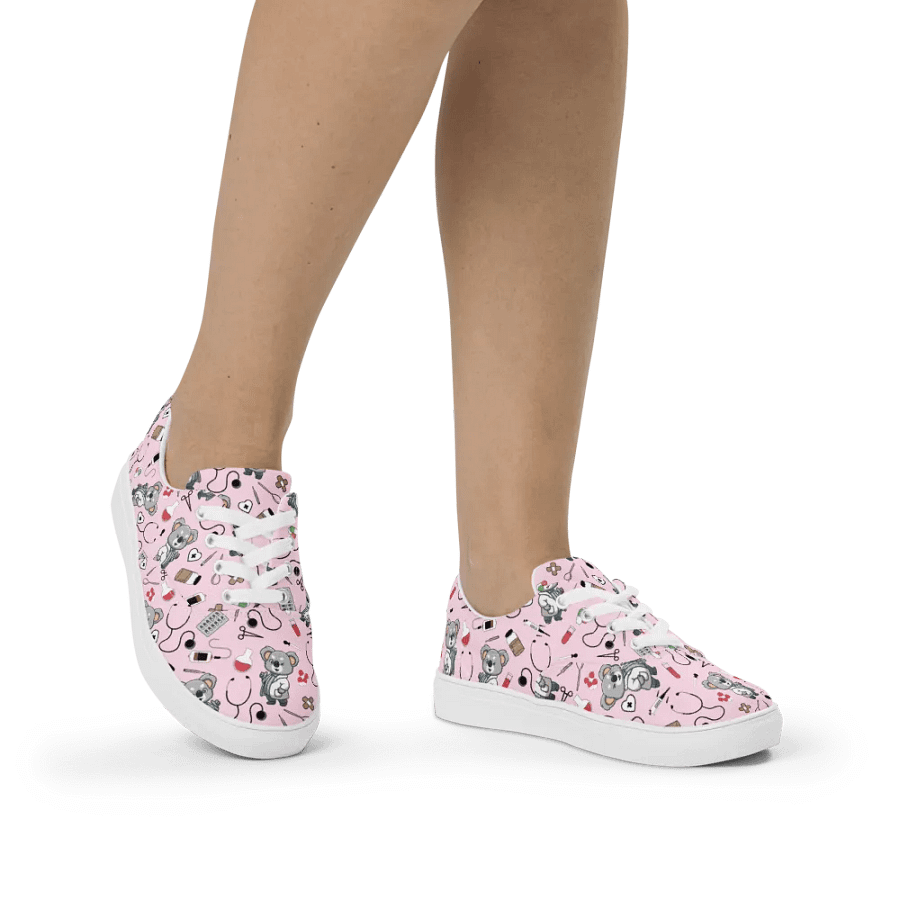 Cute Medical Koala Lace-up Canvas Shoes (Pink) product image (2)