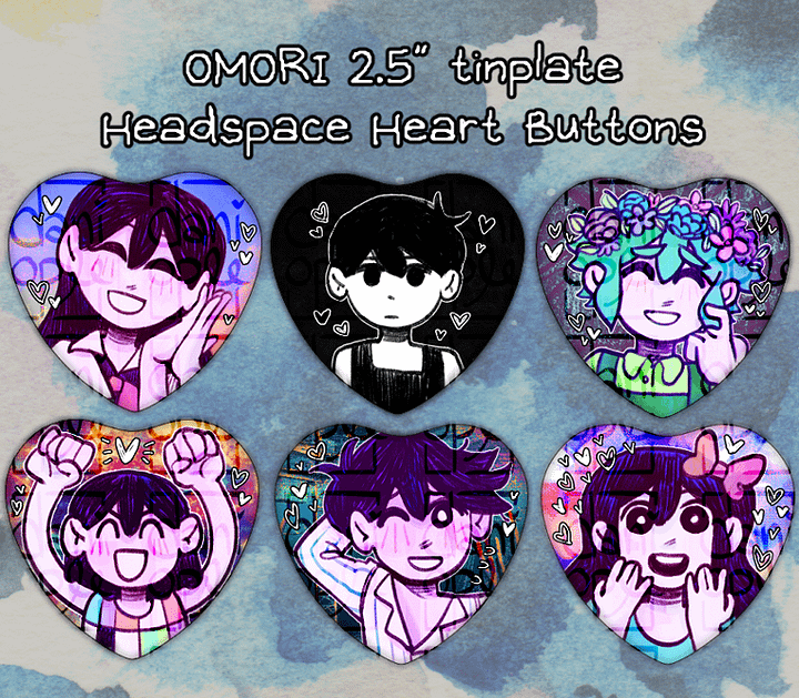 OMORI - Headspace Heart Buttons (Leftover Stock) product image (1)