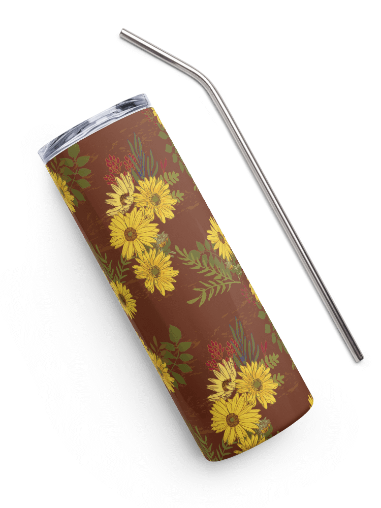 Helianthus Sunfllower 20-ounce Stainless Steel Tumbler with Straw - Red product image (6)