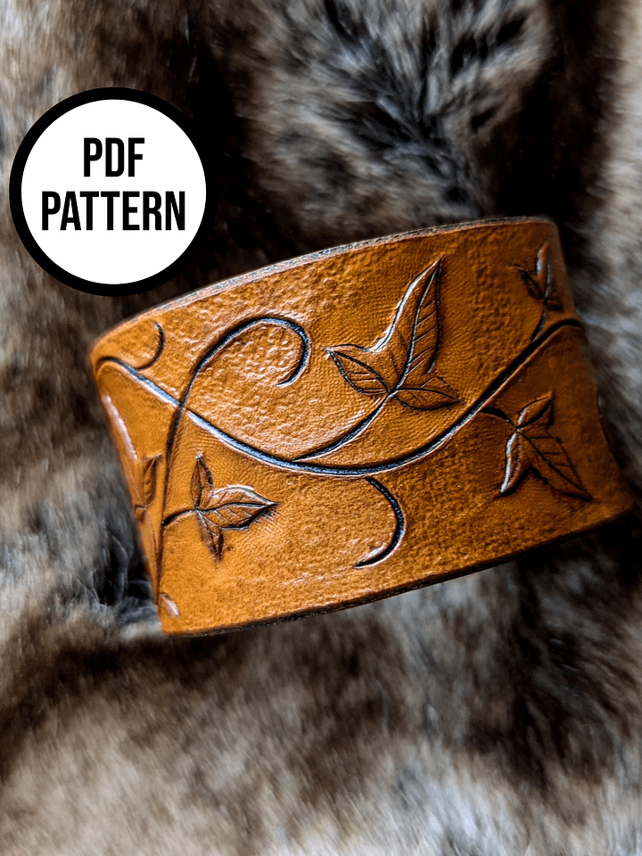 Leather Cuff with Mallorn Leaves - PDF Pattern for Leatherwork product image (2)