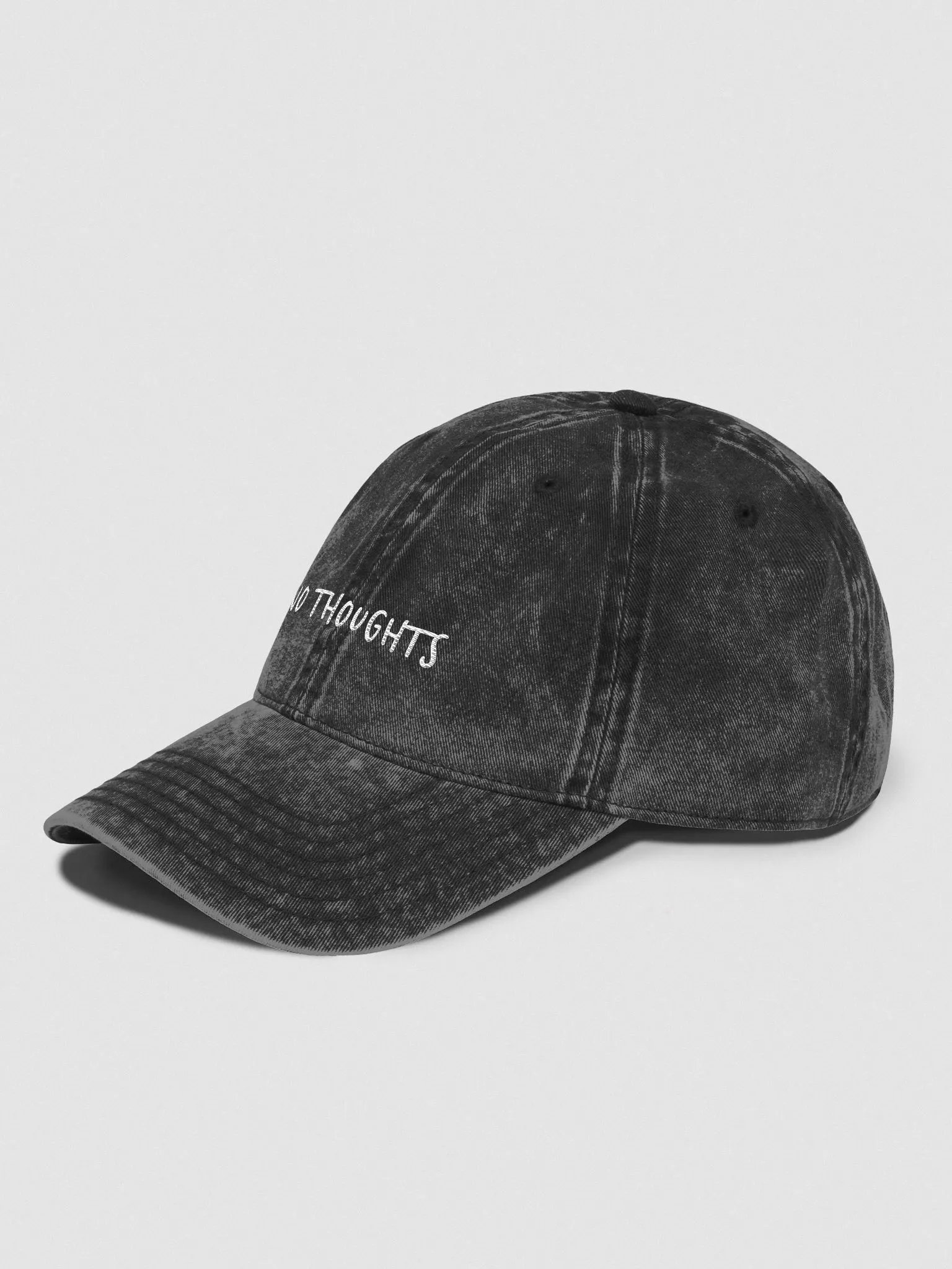 embroidered no thoughts vintage wash cap product image (3)