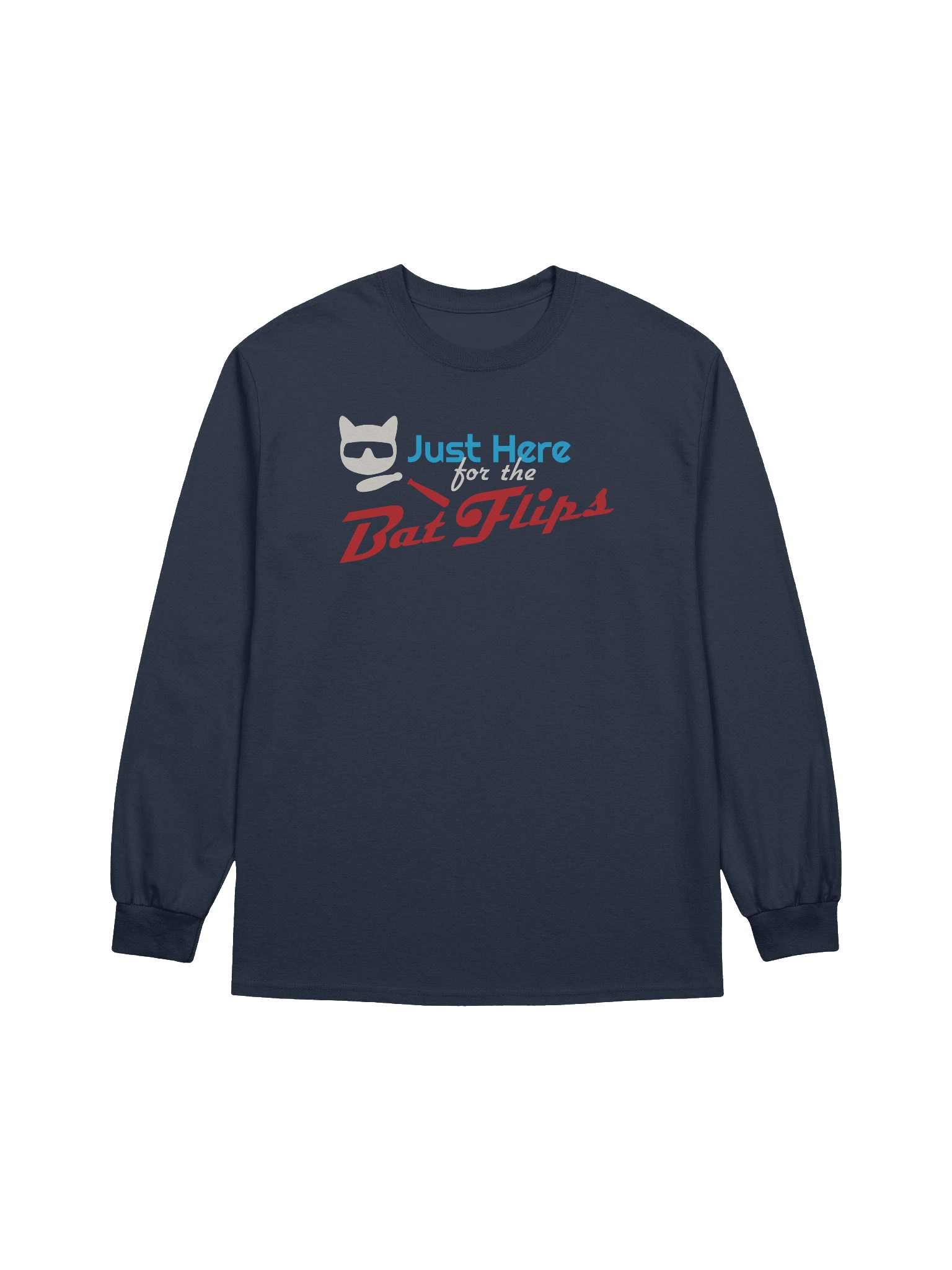 Baseball Cat (Just Here for The Bat Flips) - Unisex Adult Long Sleeve T-shirt product image (1)