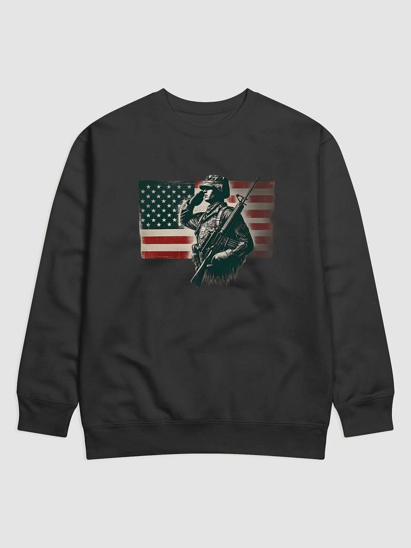 Saluting Soldier - Proud USA Patriotic Tribute Vintage Unisex Premium Sweatshirt