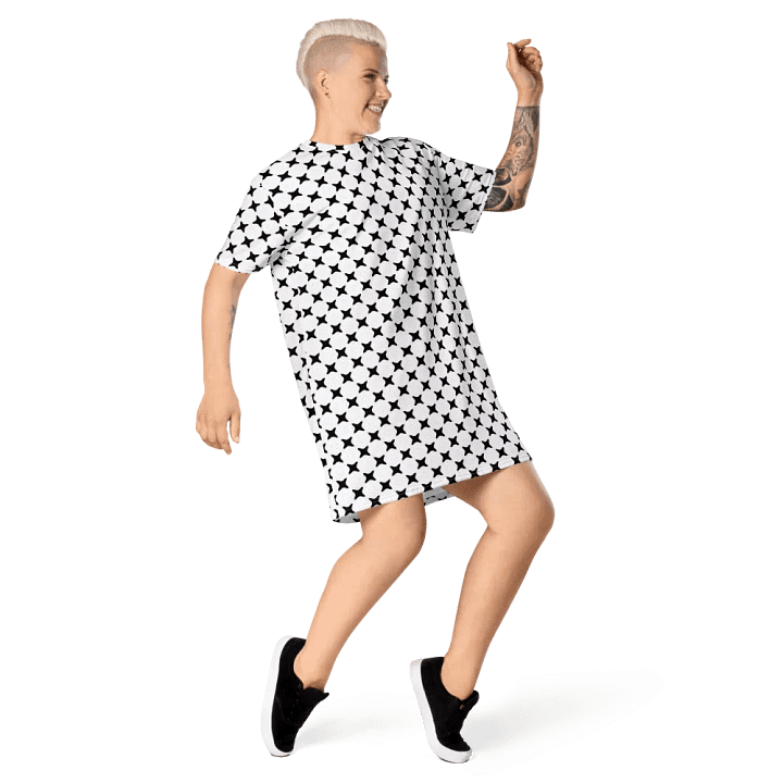 Cool Abstract Black Crosses on a White Background T Shirt Dress product image (2)
