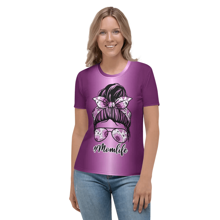 Messy Bun Mom Life All Over Print t-shirt product image (2)