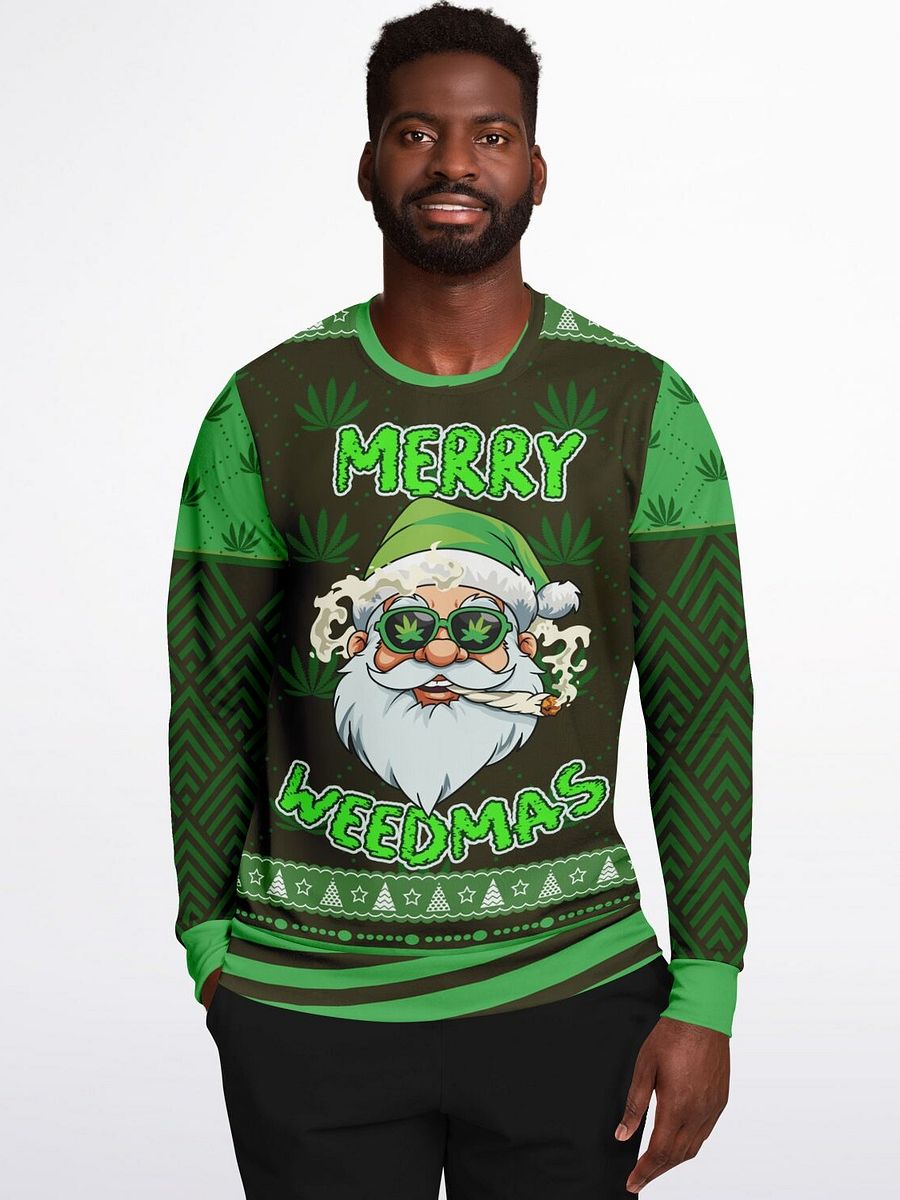 “Merry W**dmas” Funny Santa Christmas Sweatshirt | 420 Holiday Party Jumper | Unisex W**d Xmas Ugly Sweater product image (5)