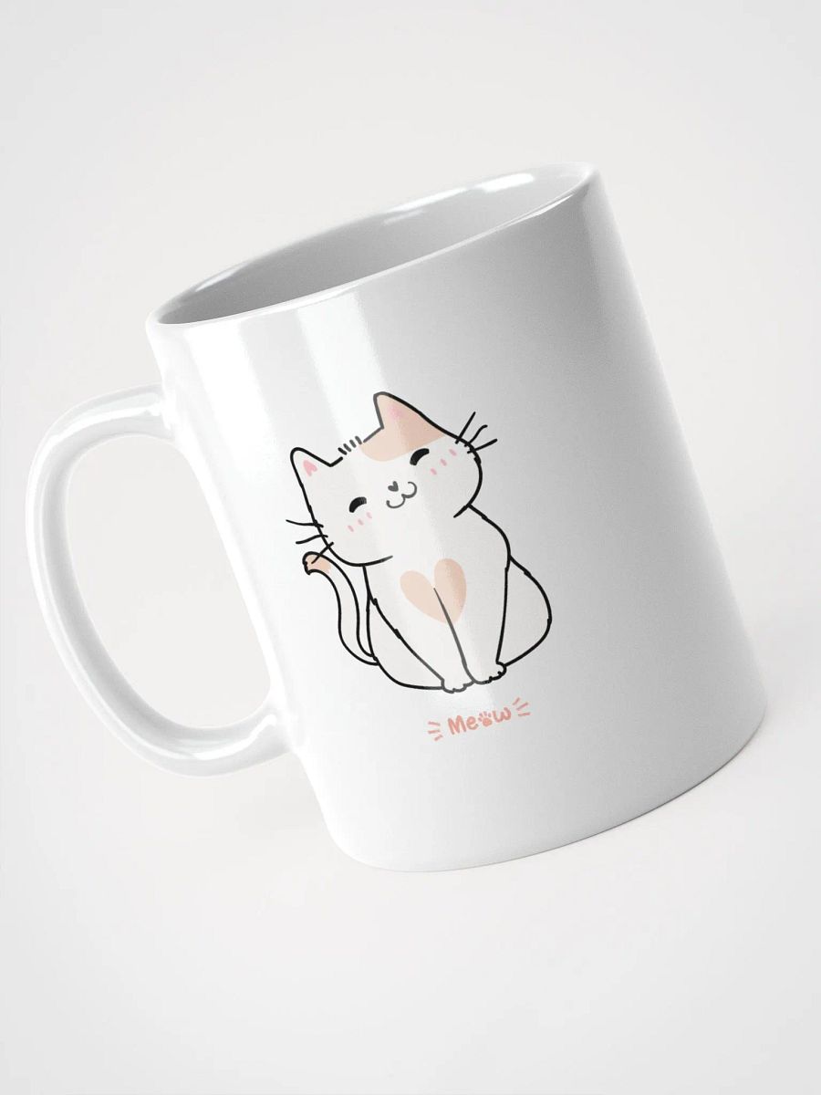 White Glossy Mug Doodle Smile Cat product image (3)