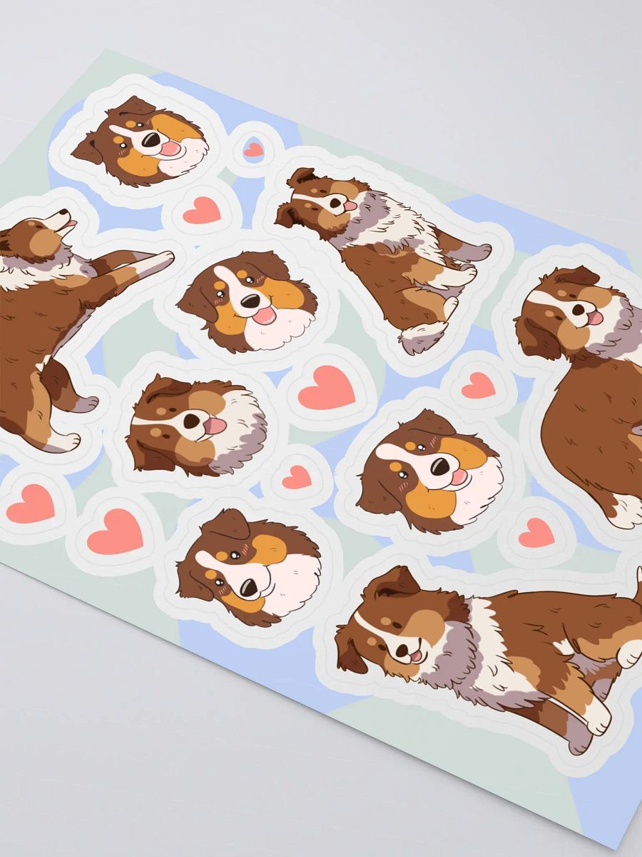 Cute Red Tri Aussie Sticker Sheet product image (3)