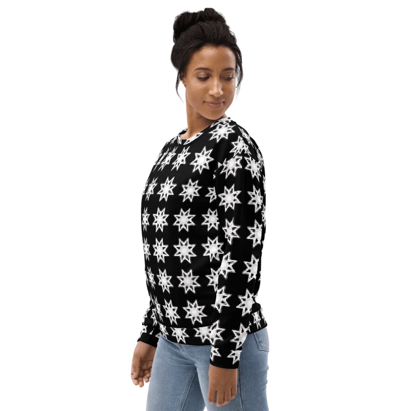 Abstract White Repeating Stars Unisex All Over Print Sweatshirt product image (2)