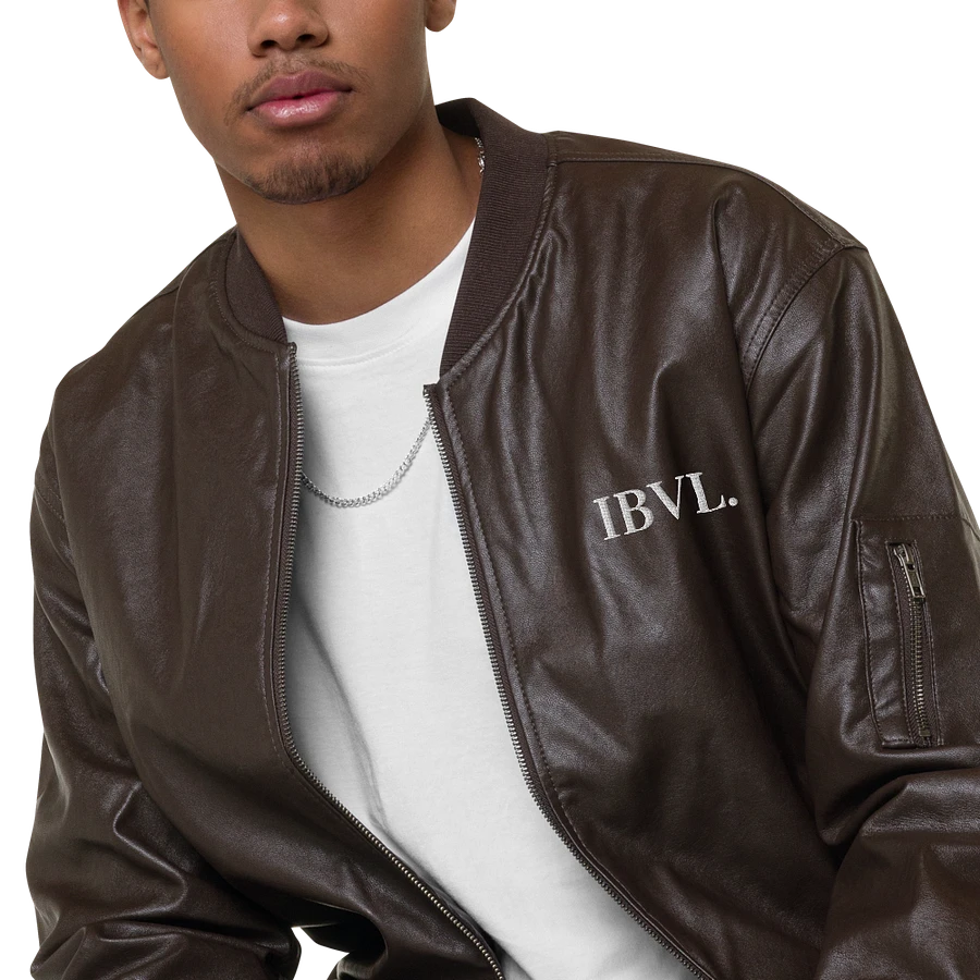 Embroidered Brown IBVL Signature Unisex Faux Bomber Jacket product image (4)