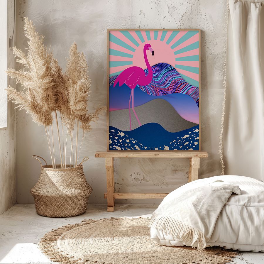 Funky Flamingo Collage Art Print product image (6)
