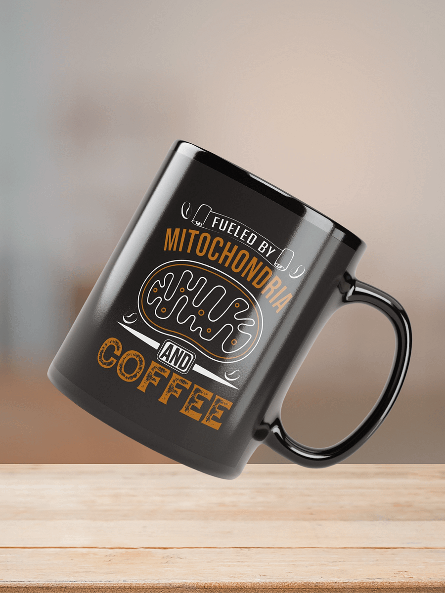 "fueled by mitochondria and coffee" black glossy mug product image (8)