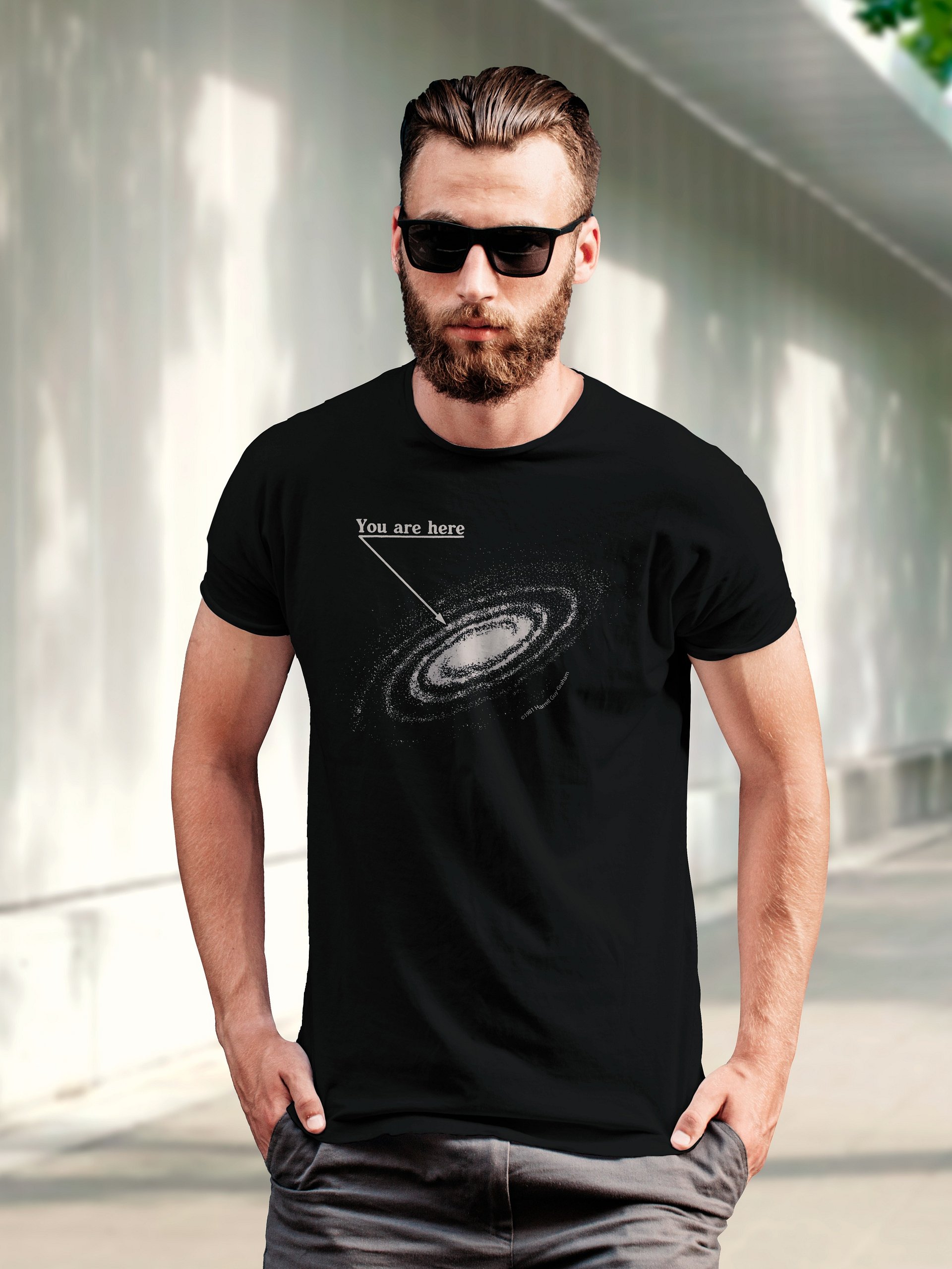 You are here: Milky Way galaxy map — Short-Sleeve Unisex T-Shirt, space t-shirt, star map product image (5)
