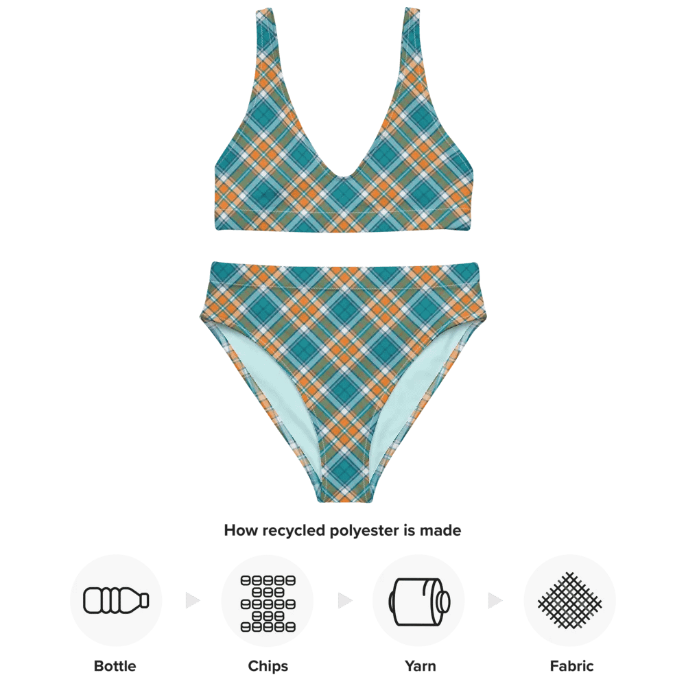 Turquoise and Orange Sporty Plaid Bikini product image (10)