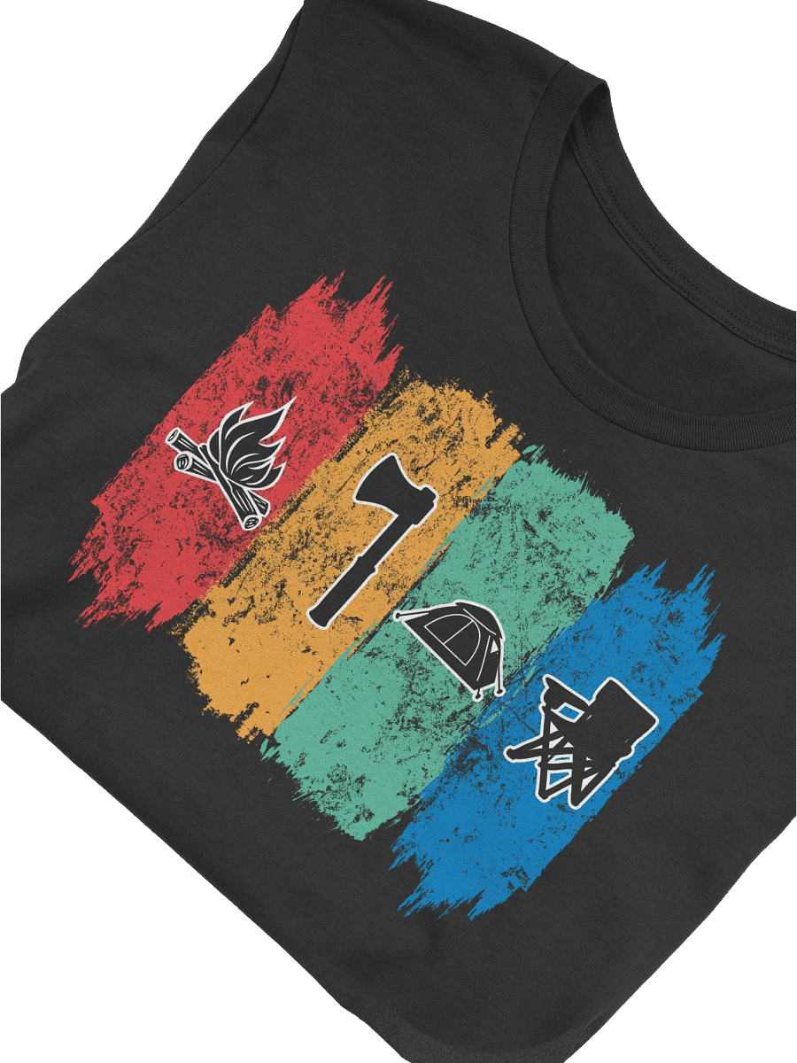 Camping Icons T-Shirt - Fire, Axe, Tent & Chair Outdoor Tee for Campers, Campfire Shirt, Hiking Tee, Adventure T-Shirt, Outdoor Enthusiast product image (5)