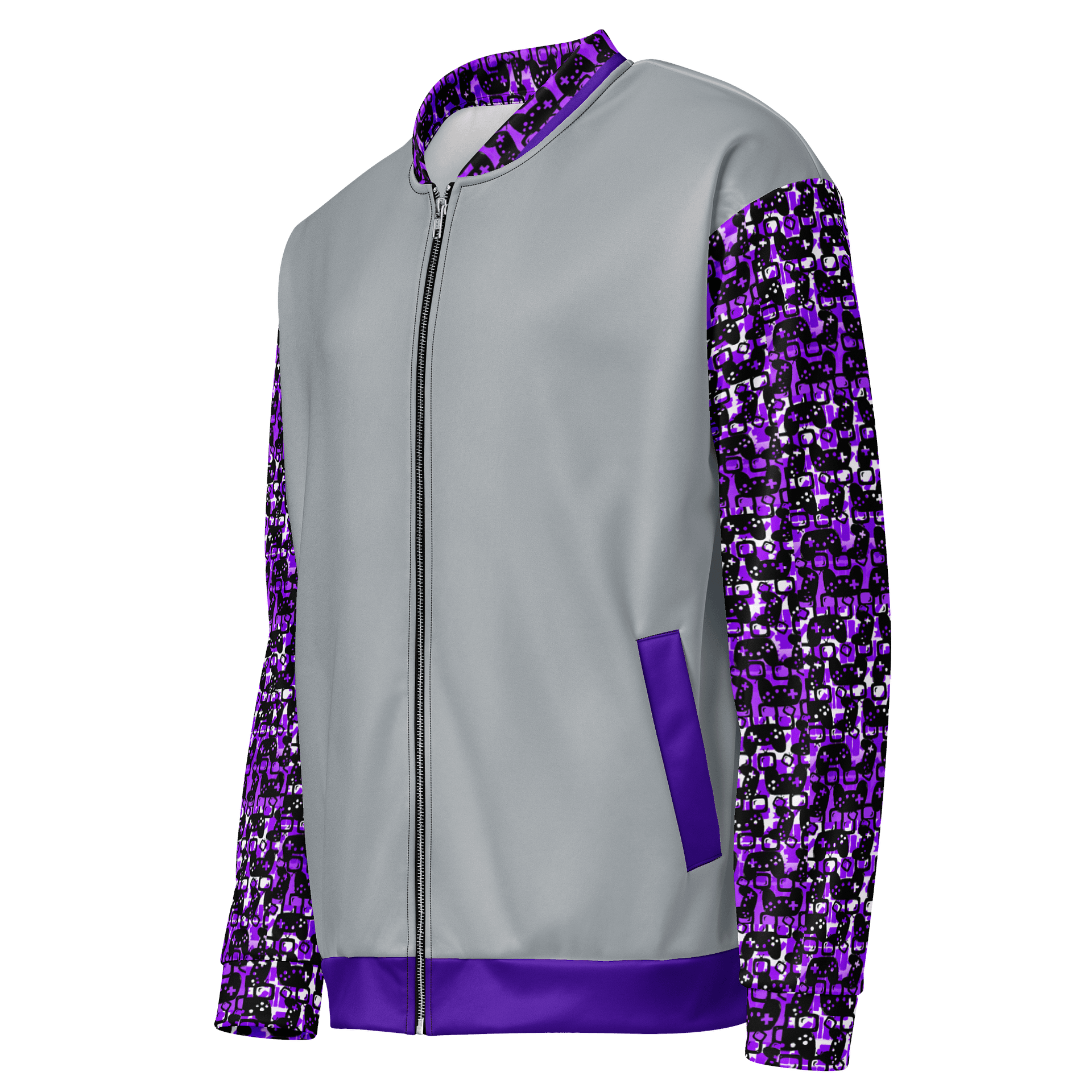 Experience Stories Unisex Bomber Jacket (Purple, Gray, and Black) product image (4)