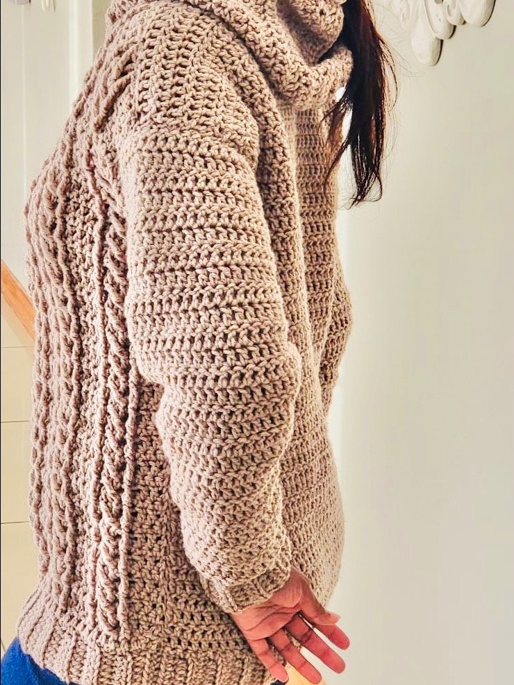Crochet Hooded Sweater for women Written Pattern product image (2)