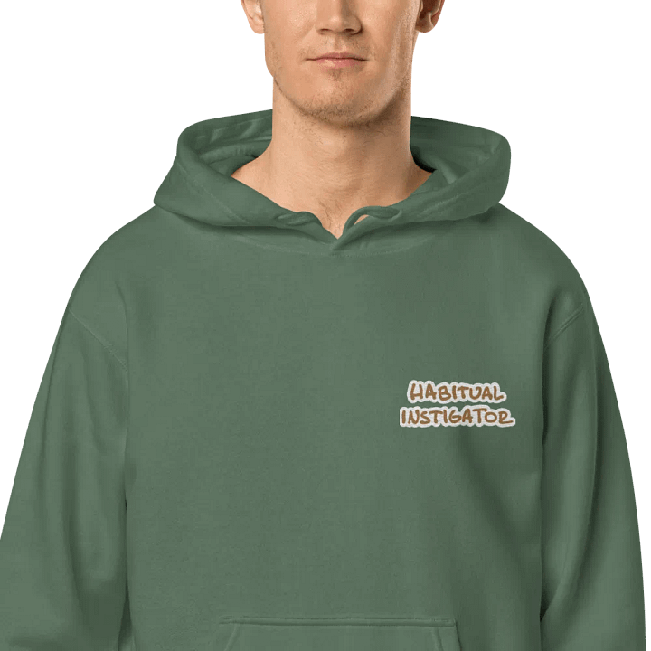Habitual Instigator (L.C. brown bubble design) embroidered pigment hoodie product image (1)